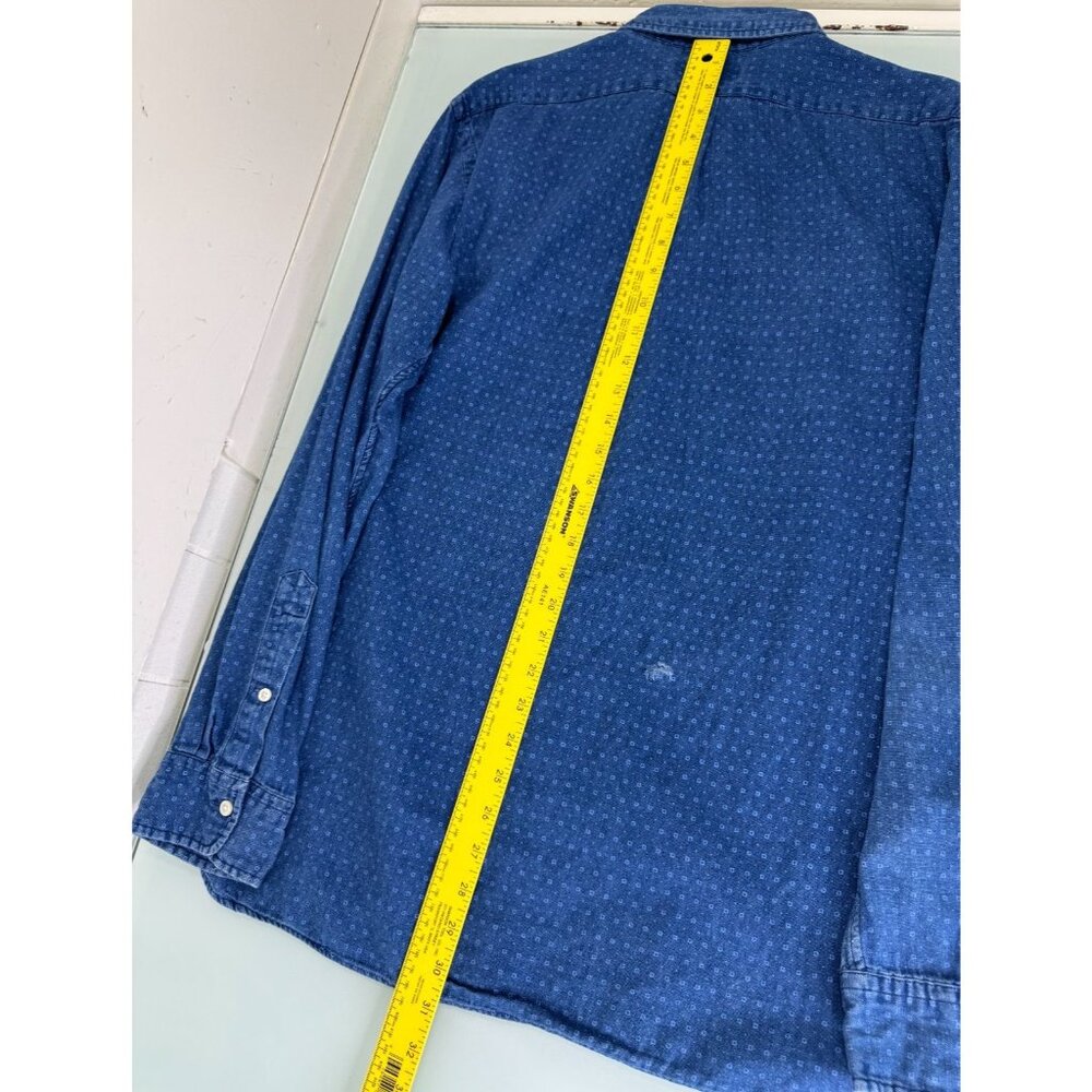 Polo Ralph Lauren Indigo Oxford Shirt Mens XL Chambray Dobby Dot Long Sleeve - Picture 3 of 8